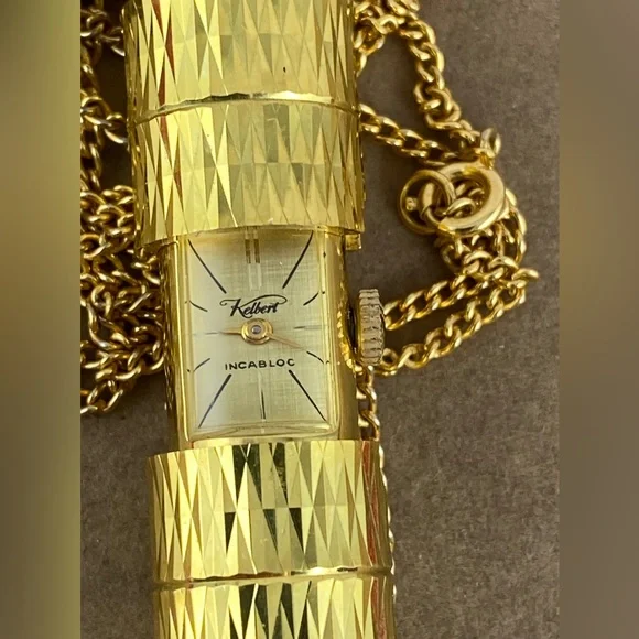 Vintage Beautiful Swiss made Mechanical Kelbert 17 Jewel Pendant Watch Vintage Swiss Kelbert 17 Jewel Pendant Watch Hand Painted  main image 4